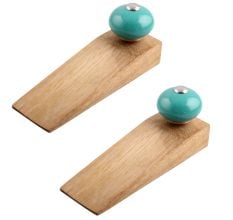 2 Pieces Neon Sea Green Round Ceramic Wooden Door Stopper